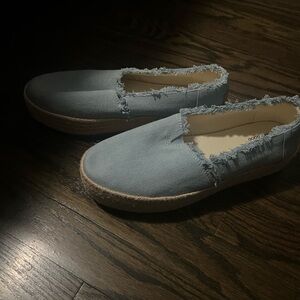 Toms Light Blue Frayed Edge Loafers